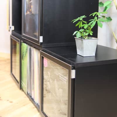 Art Vinyl Record Storage**Lp Frame Display One Box Cabinet Cube Wood Crate 12" Picture Album Display 33rpm Analog Disc Now Playing Music Rack Cover Jacket Stand Case Unit Wood furniture Dj Audio Idea image 2