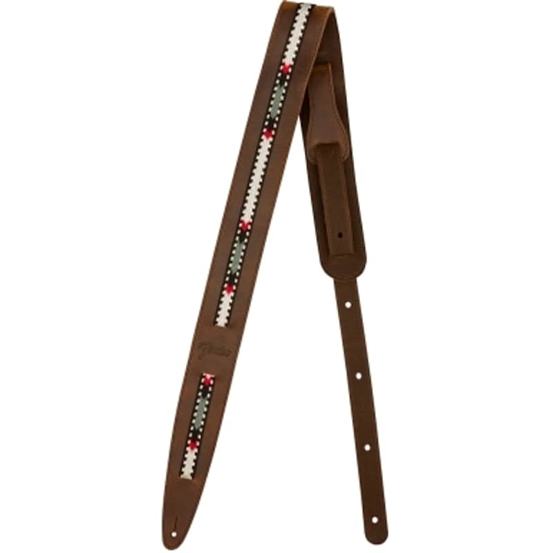 FENDER Strap Paramount Acoustic Leather Strap Brown Tracolla per Chitarra image 1