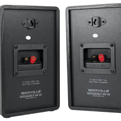 2) Rockville RockShelf 58B Black 5.25" Home Bookshelf Speakers+8" Speaker Stands image 8