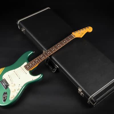 2012 Fender Custom Shop Custom Deluxe Stratocaster - Sherwood Green with Gold Racing Stripes | COA OHSC image 25