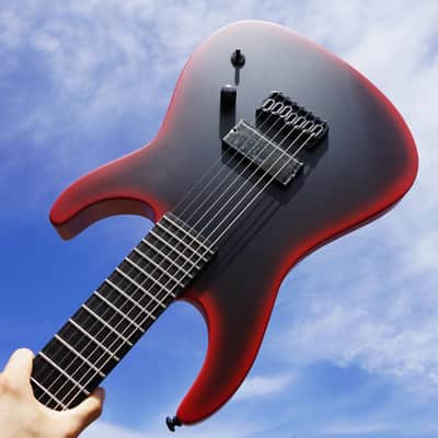 ESP LTD M-7HT Baritone Black Metal Black Red Burst Satin 7-String Electric Guitar image 9