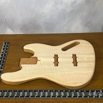 high end  Offset bass body NOS Curly Maple Top Solid One-piece Mahogany Back Unfinished Front Routed Luthier Supply R37 image 7