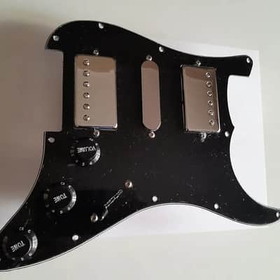 Handmade prewired HSH neodymium Strat pickguard with HB split switch TR BL and mid PU cutoff switch. PAF style HB's. image 3