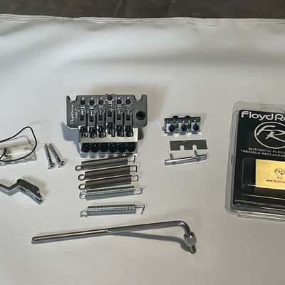 2000's Schaller Original Made in Germany Chrome Floyd Rose Pro Electric Guitar Tremolo Bridge Set & Brass Block image 1