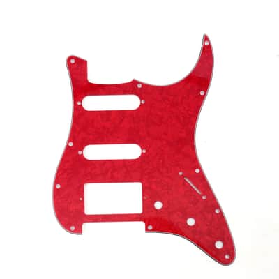 Brio 11 Hole Strat® HSS Pickguard for Fender US/Mex Made Standard Stratocaster Modern Style Pearloid Red image 1
