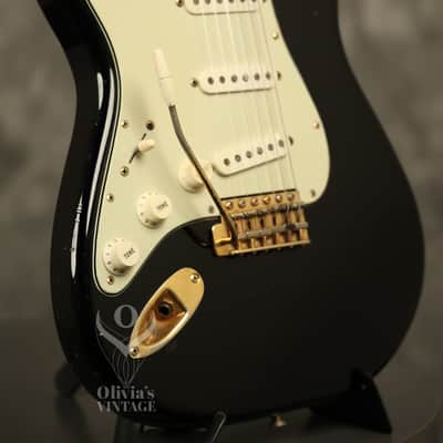 1960 Fender LEFT-HANDED Stratocaster factory assembled with '57 neck Custom Color BLACK with GOLD hardware!!! image 6