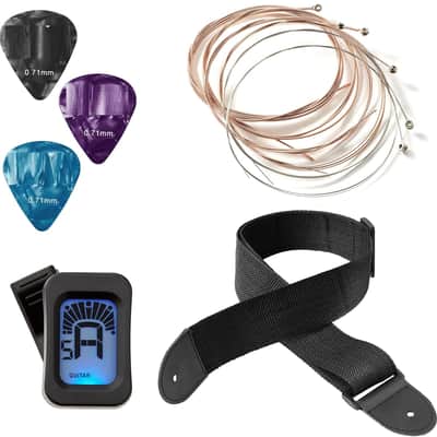41-inch Beginner Cutaway Acoustic Guitar Package (Black), Full Size Basic Starter Kit w/Gig Bag, Strings, Strap, Tuner, Picks image 2