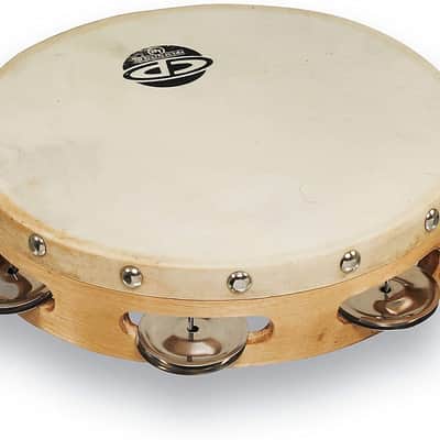 CP378 8" Wood Tambourine, Headed, Single Row Jingles image 2