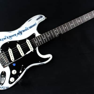 Custom Painted and Upgraded Fender Squier Bullet Strat Series - Aged and Worn with Custom Graphics image 5