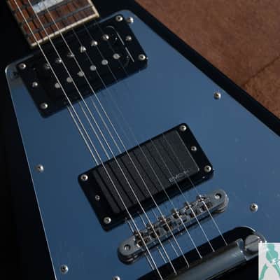 2005 Edwards  E-FV-CTM - Black Flying V w Block Inlays & Mirror Pickguard - EMG H4 & Seymour Duncan PU's - Pro Set Up w Perfect Frets/Action/Intonation! image 13