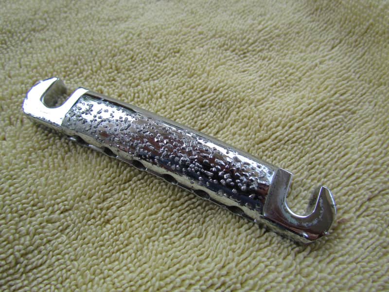 Gibson Les Paul Stop Bar 70's Era Chrome Gibson Stop Bar Shows Considerable Wear Genuine Vintage Part image 1