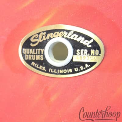 *Slingerland 12x8" Red Satin Flame Pearl Tom Drum Vintage 60s Sound King Diamond image 2