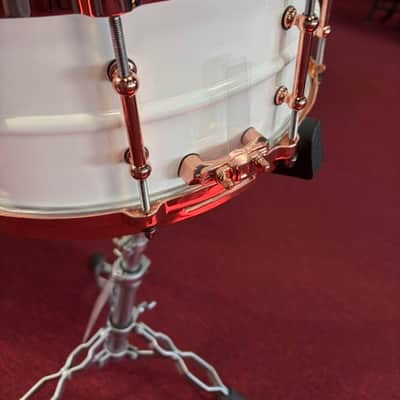 Ludwig LB430TDC Polar-Phonic 6.5x14" Brass Snare Drum with Copper Hardware 2021 - Present - Polar White image 4