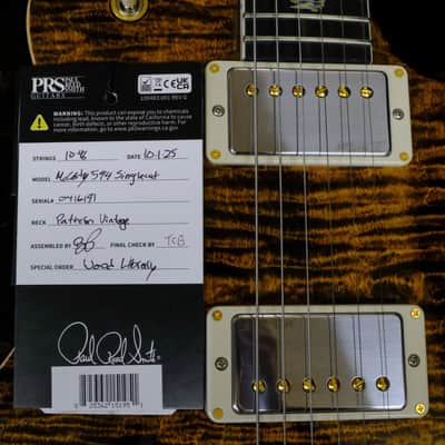 Mint PRS Wood Library McCarty 594 Singlecut Flame Maple - Yellow Tiger imagen 11