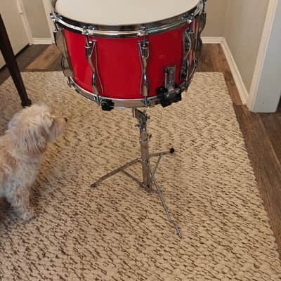 VINTAGE YAMAHA RECORDING CUSTOM 8x14 SNARE — HOT RED — NEW BATTER HEAD, NEW EXTENDED SNARE WIRES — VIDEO image 4