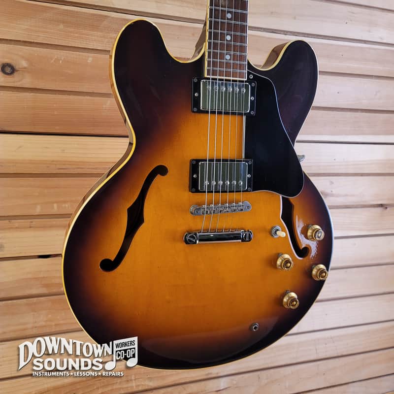 Early 90s Orville By Gibson ES-335vs Semi-Hollow Electric Guitar with TKL Hard Case - Vintage Sunburst, DiMarzio PAF PUs, just under 8lbs