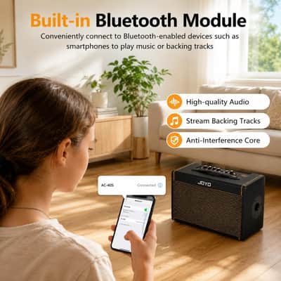 JOYO AC-40S 40W Guitar Amp for Acoustic Guitar Built-in Bluetooth and Battery with Reverb Chorus Delay Effect for Outdoors and livehouse image 4