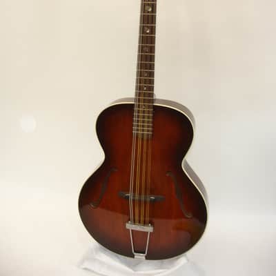 Vintage Acoustic Mandocello Archtop, Vintage Sunburst with Case image 2