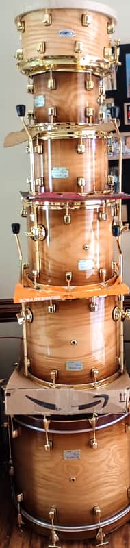 ODERY CUSTOM BRONZED ROOTBEER FADE-BRASS PLATED HDWE 6 PC SHELL PACK 10t, 12t, 13sd, 14ft, 16ft, 22"b image 1