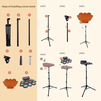 Electric Drum Set for Kids, Electronic Drum Pad with Light Up Drumsticks and Drum Stand, Bulit-in Double Speakers and Rechargeable Battery, Kids Drum Set with LED Drumsticks, 9 Pads Digital Drum Kit image 5