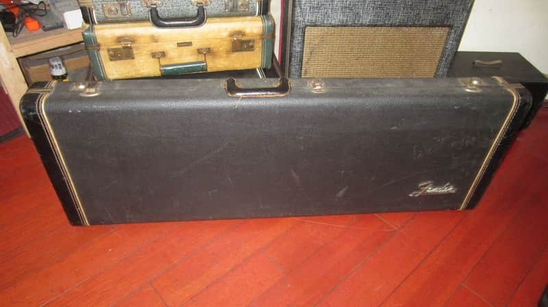 1966 Fender Jazzmaster / Jaguar Case Black w/ Orange Interior image 1