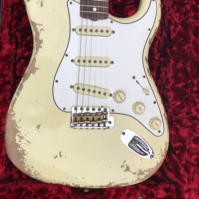 2022 Fender Custom Shop 1967 Stratocaster Heavy Relic Aged Vintage White image 1