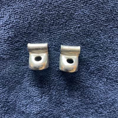 Slingerland Radio King Rim Clips (2) Nickel on Brass for Single Flange Rims on Snare Drum, Tom - VERY GOOD image 2