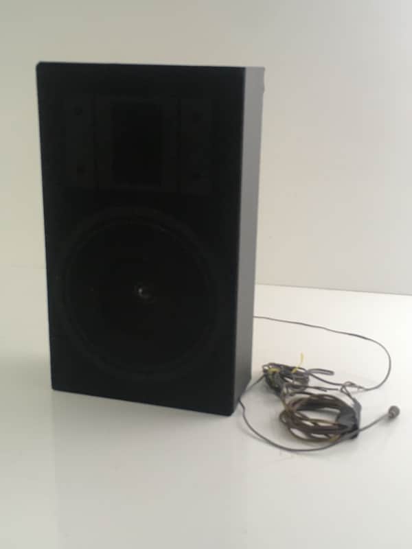 Vintage Home Audio BookShelf Speaker Grey Cabinet + 2 Cable Plugs Rare Vintage 1980s? image 1