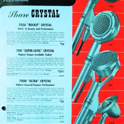 Vintage RARE 1940's Shure 70ST crystal microphone satin chrome w Shure S-36 stand 55 55S image 2