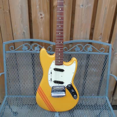 1969 Fender Mustang Custom Orange with racing stripes Excellent image 1