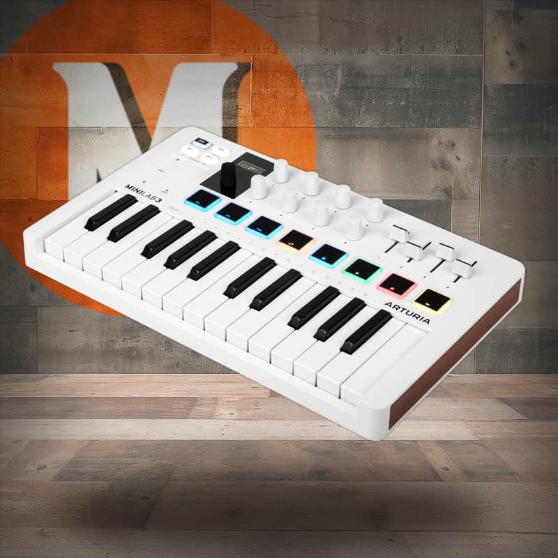 Arturia MiniLab 3 25-Key USB MIDI Controller - White (231501) image 1