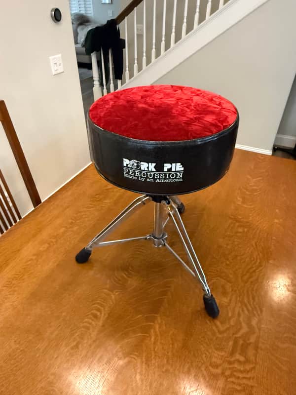 Pork Pie Drum Throne - Red Crushed Velvet Seat - Excellent Condition