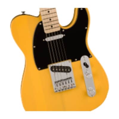 Squier Sonic Telecaster 6-String Right-Handed Electric Guitar with Maple Fingerboard, 1-Ply Black Pickguard, and Satin Urethane Neck Finish (Butterscotch Blonde) image 3