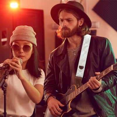 Guitar Strap 2 inch Velvet Guitar Straps with Full Grain Leather End, for Bass Electric and Acoustic Guitars, Free Strap Button, 2 Strap Locks and 4 Guitar Picks image 2