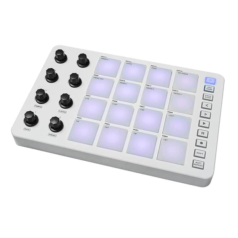 Midi Controller Strike Pad Midi Drum Pad Drum Machine Rgb Backlight Midi Keyboard Bt Connection Low Latency 16 Strike Pads 8 Assignable Knobs Note Repeat Portable Midi Pad Controlador Midi image 1