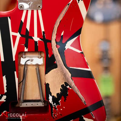 EVH Striped Series Frankenstein Frankie, Maple Fingerboard, Red with Black Stripes Relic image 16