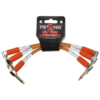 Pig Hog PHLIL6CC Lil' Pigs 1/4" TS Patch Cables - 6" (3-Pack)