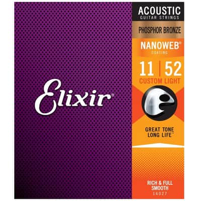 Elixir Phosphor Bronze Acoustic Guitar String Set NANOWEB Coating Light 11-52 image 2