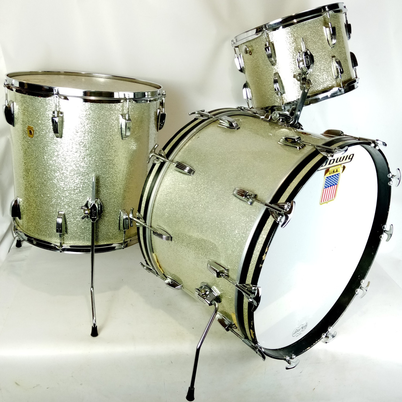 Ludwig 22,13,16"Silver Sparkle 60s"Super Classic"Drum Set Vintage'68 Natural Mpl — main photograph