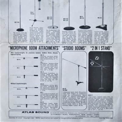 Vintage 1970's Atlas Sound MS10C microphone floor stand Shure Electro Voice MS11C MS12C # 1 image 2