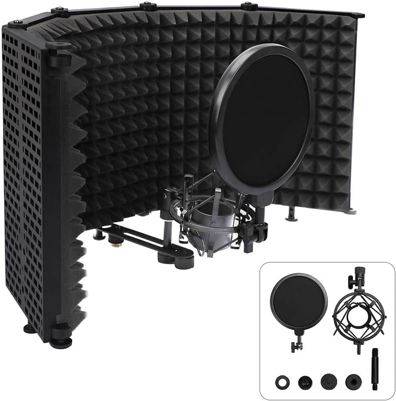 Microphone Isolation Shield Foldable Panel With 5/8" Mic Threaded Mount Sound Absorbing Shield image 1