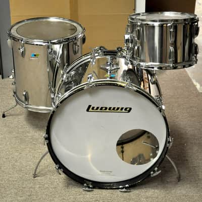 Ludwig Stainless Steel 12/16/22 3pc Kit 70s Stainless Steel image 2