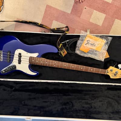 1992 American Standard Jazz Longhorn "boner" Bass - Royal Blue - Excellent Condition image 1