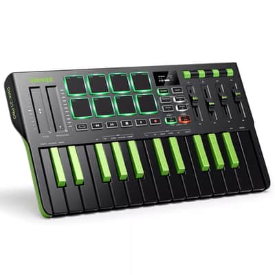 Pro 25-Key MIDI Keyboard DJ Controller with OLED Screen, Drum Pads, and Touch Bar image 4