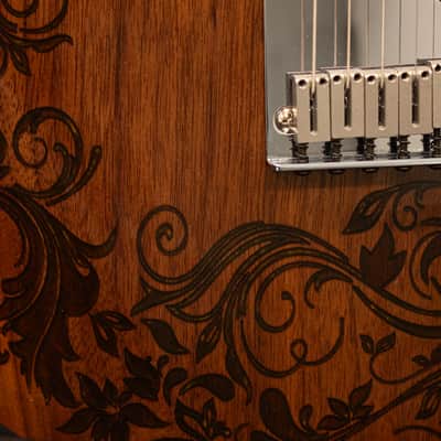 Custom T-Style Floral-carved Walnut, with case, roasted maple neck, Fender hardware, Seymour Duncan pickups 2025 - Gloss (Tru-Oil) image 5