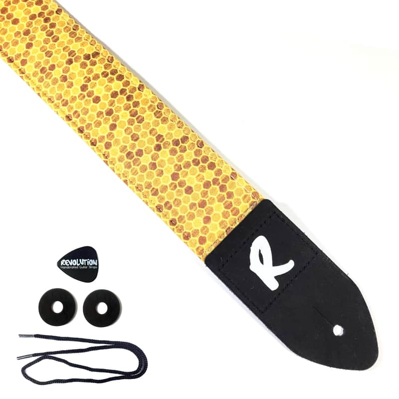 Honey Comb Guitar Strap - Bee Honey Comb Guitar Strap - Bee Guitar Strap -Double Padded for Comfort - Universal Guitar Strap image 1