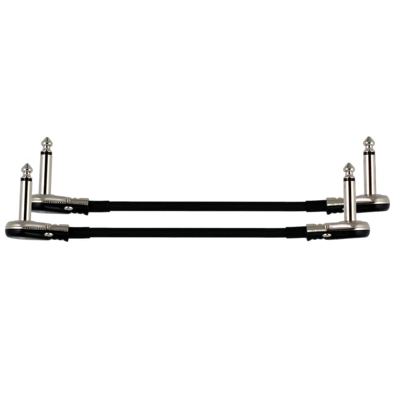 2-Pack 8" Castline Silver Mogami 2319 Guitar Pedal Board Patch Cable TS Low Profile Pancake Connector image 1