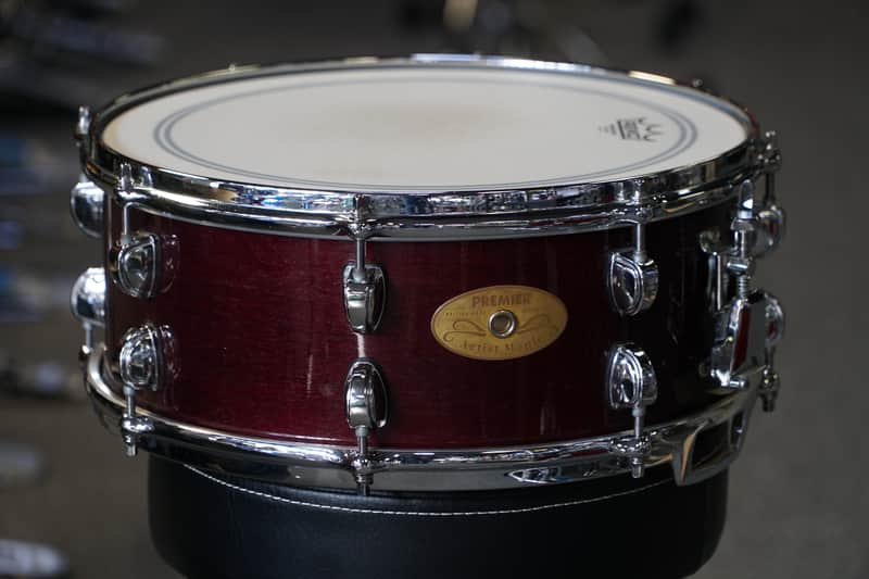 Premier Artist Maple 14"x5.5" Snare Drum in "Red Stain" image 1