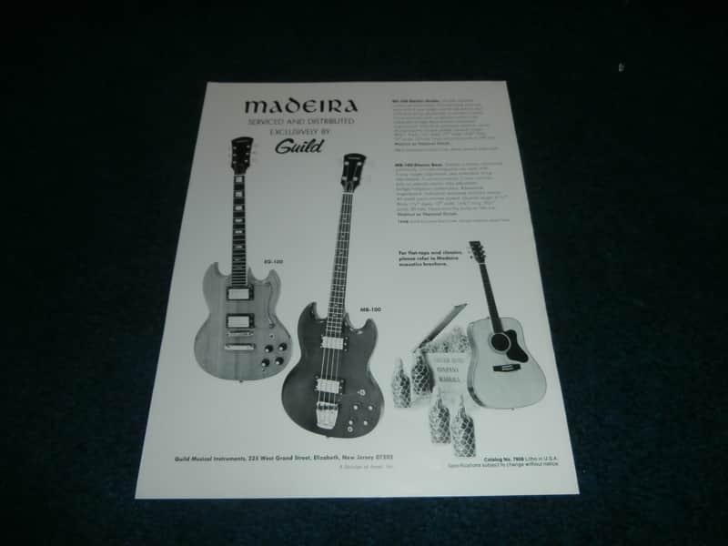 Vintage 1970's Madeira Guild EG-100 Guitar, MB-100 Bass Flyer! image 1