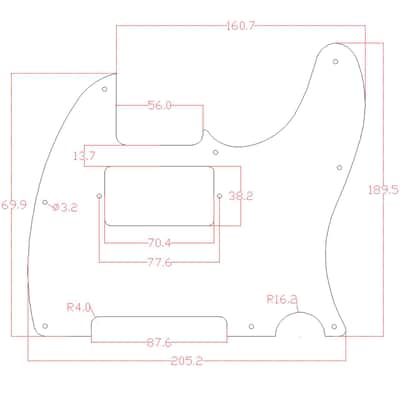 Custom guitar Pickguard For Tele Humbucker Cut-out style ,4ply Black Celluloid image 5